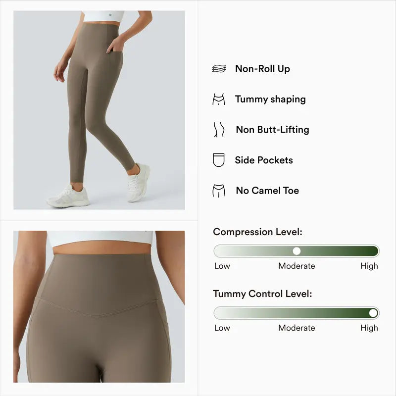 Ultra Sculpt So Cinched High Waisted Tummy Control Side Pocket Shaping Training Leggings