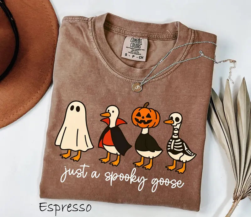 Just A Spooky Goose Shirt Funny Halloween Goose Tee