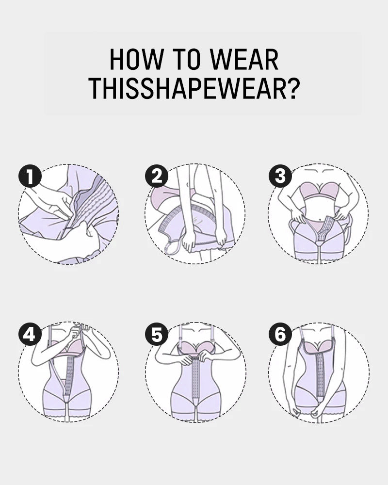 Plus Size Tummy Control Full Shapewear Butt Lifter with Zipper Crotch