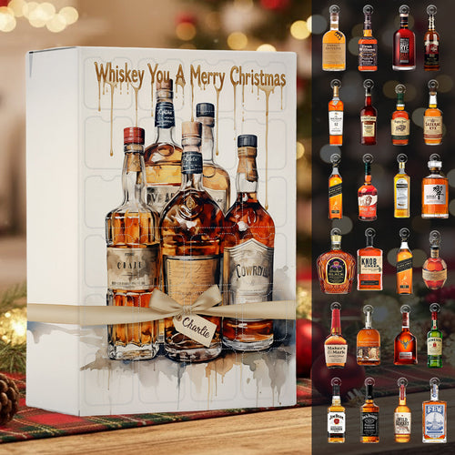 Whiskey Christmas Gift - Personalized Whisky Advent Calendar With Ornaments
