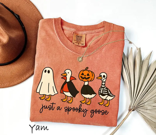 Just A Spooky Goose Shirt Funny Halloween Goose Tee