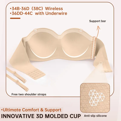 Womens Strapless Bras Wireless Non-Slip Tube Top Push Up Bralette Seamless Padded Bandeau Bra Everyday Convertible Bra