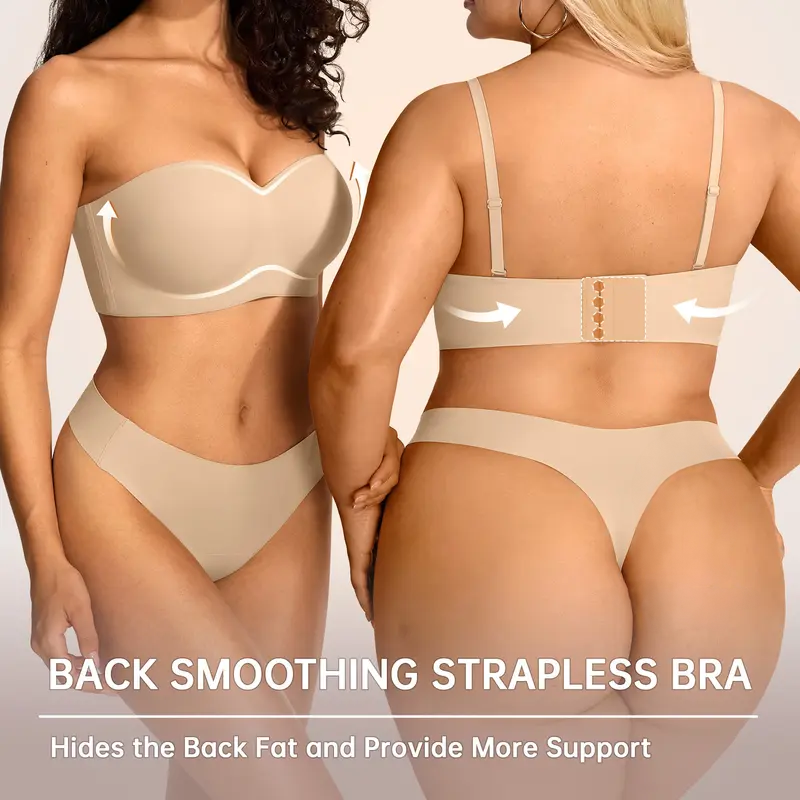 Womens Strapless Bras Wireless Non-Slip Tube Top Push Up Bralette Seamless Padded Bandeau Bra Everyday Convertible Bra