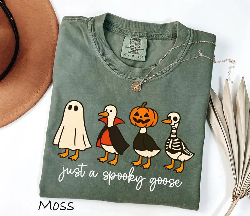 Just A Spooky Goose Shirt Funny Halloween Goose Tee