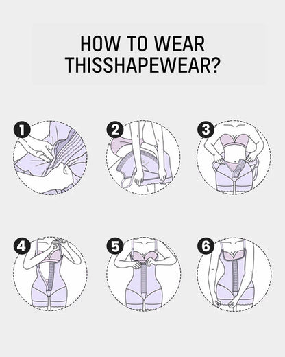 Plus Size Tummy Control Full Shapewear Butt Lifter with Zipper Crotch