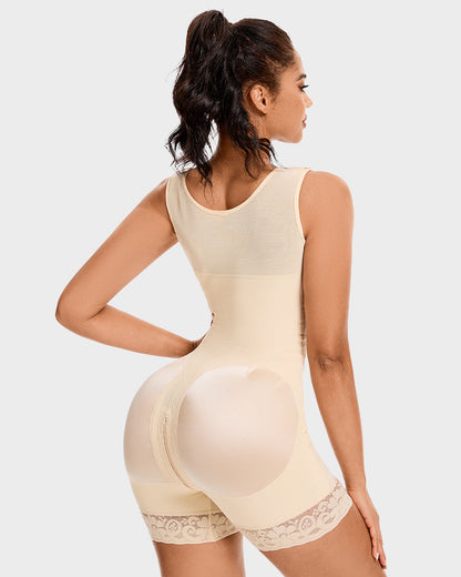 Plus Size Tummy Control Full Shapewear Butt Lifter with Zipper Crotch