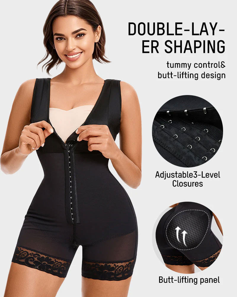 Plus Size Tummy Control Full Shapewear Butt Lifter with Zipper Crotch